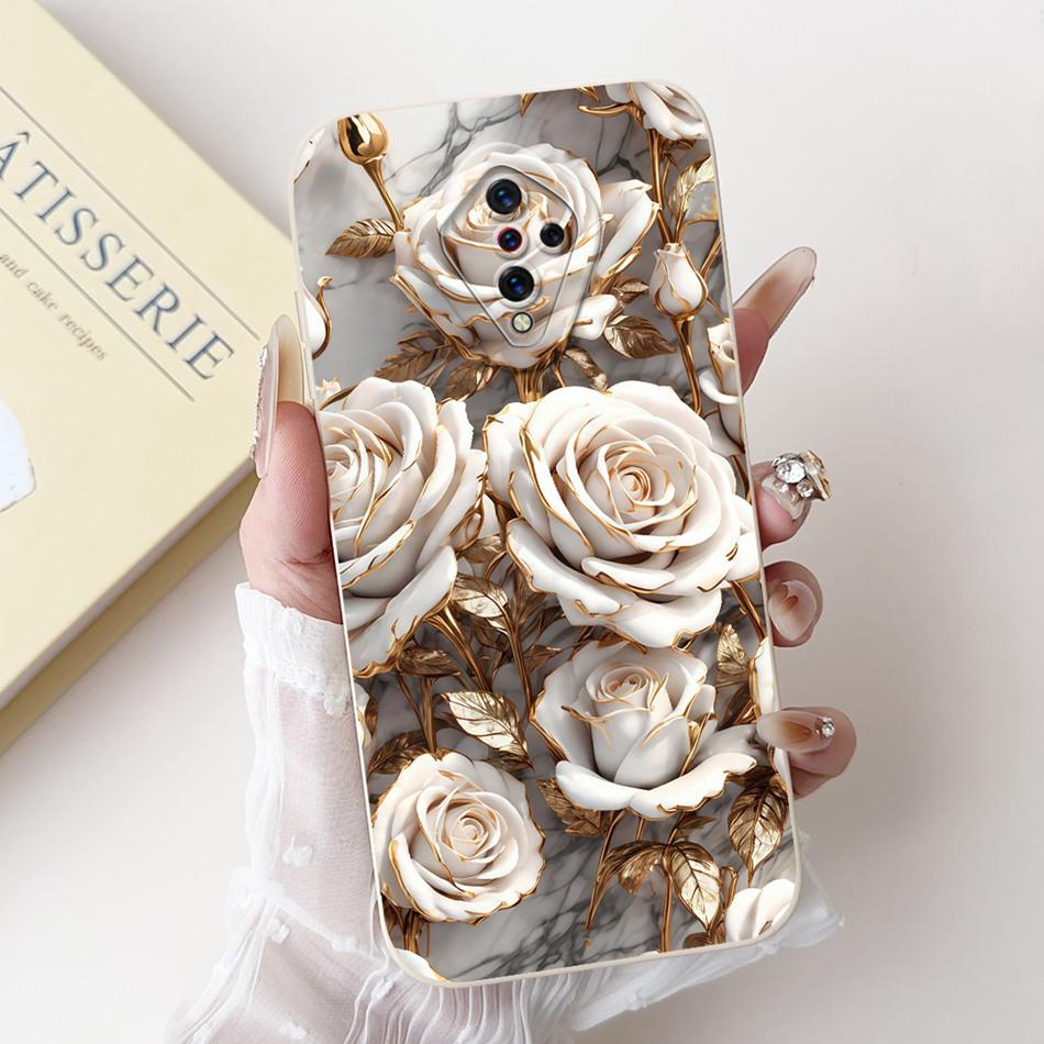 For Vivo S1 Pro (1920) / S1 (1907) Beautiful Bow Rose Painting Phone Case For Vivo S1 S1Pro Soft Silicone Shockproof Cases