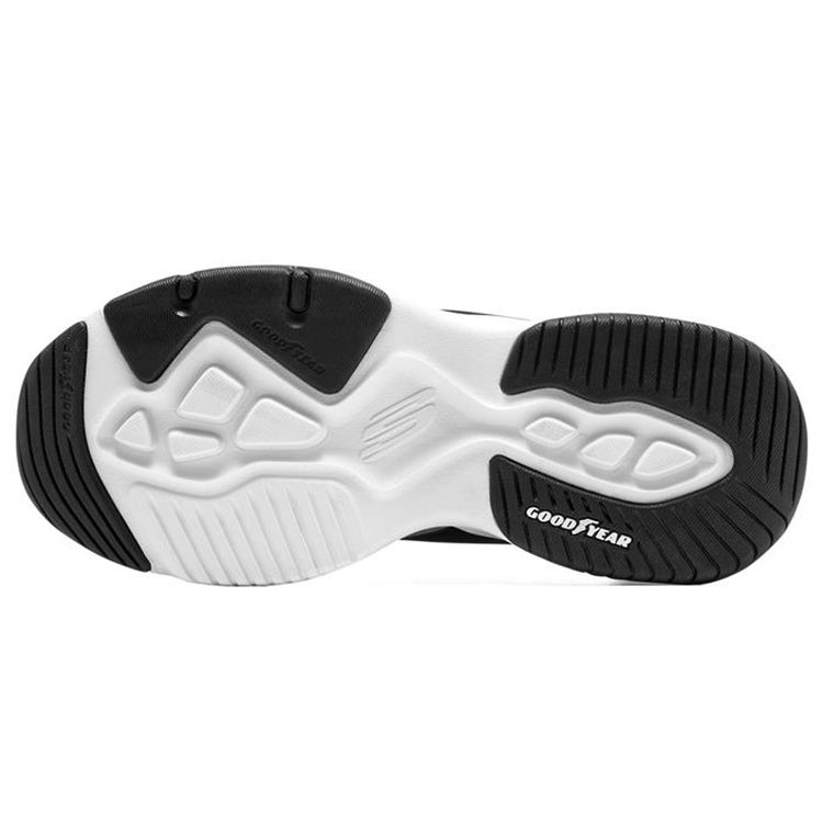 Skechers DLites 4.0 Leather Lace-Up Shock Absorbing Durable Low-Top Dad Shoes Women Sneaker White Black 896144-BKW