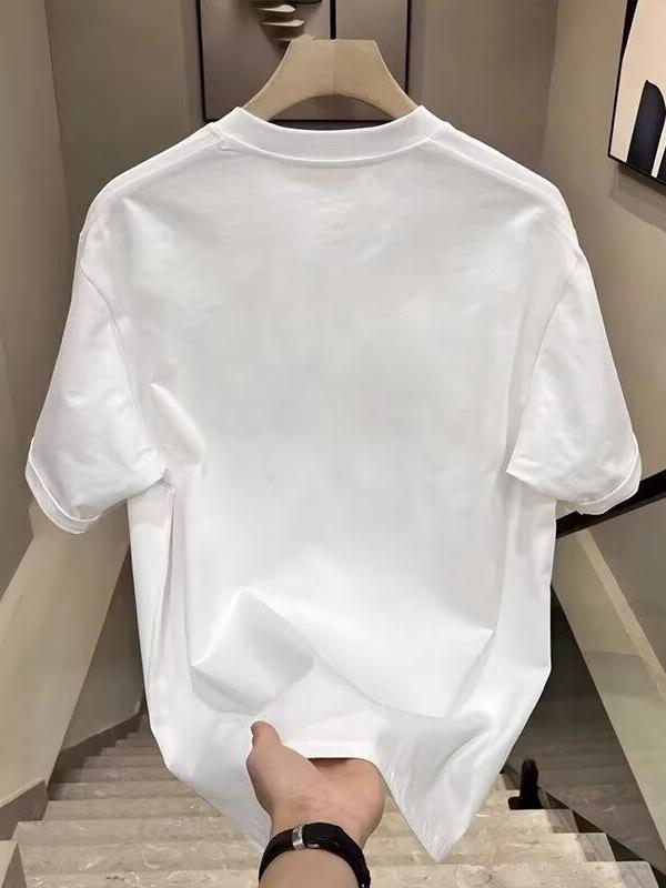 Herren Schweres Sommer Weißes Baumwoll-T-Shirt - 2026 Trendiger Lockerer Schnitt Halbe Ärmel