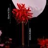 Fairy Red Silk Flower Hair Clips Chain Tassel Hairpins Women Girls Party Headpieces Retro Chinese Wedding Bride Hair Jewelry