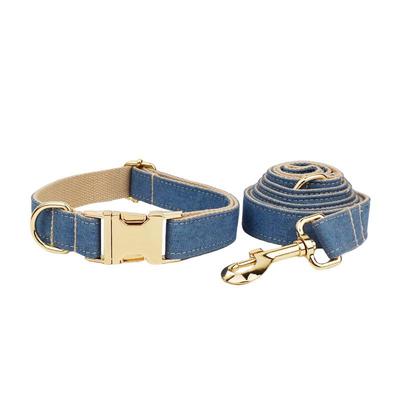 Nude Denim Hundehalsband mit gravierbarer Leine