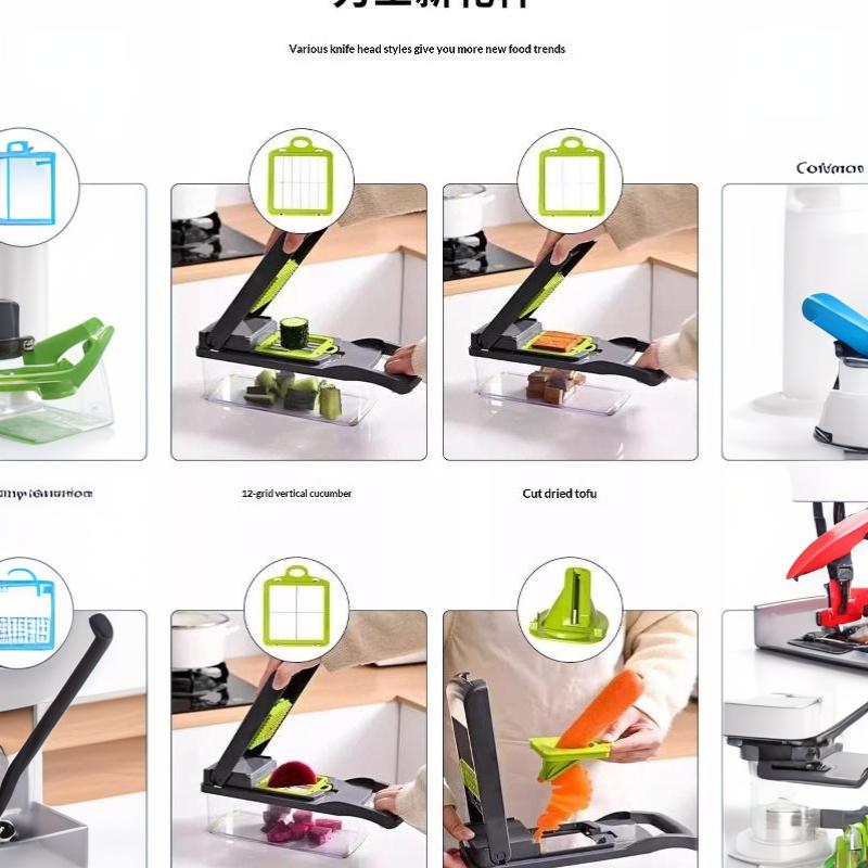 11/14/16 Pcs Multifunctional Vegetable Chopper Slicer Dicer With Interchangeable Blades For Home Kitchen Daily Cooking Meal Prep