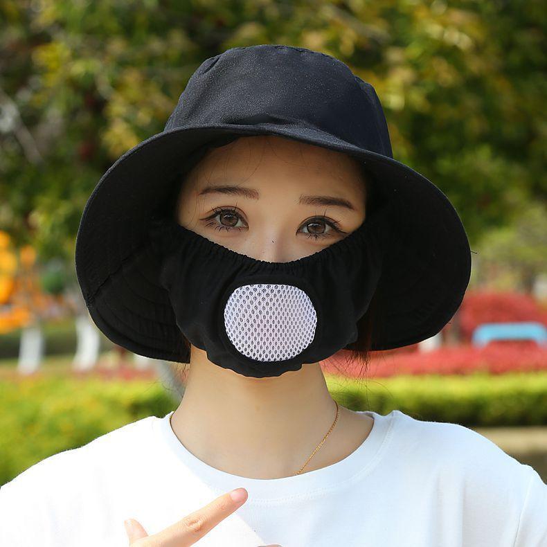 Chapeau de soleil d'été chapeau seau chapeau avec masque intégré protection solaire d'été chapeau de soleil protection solaire extérieure chapeau pour le visage