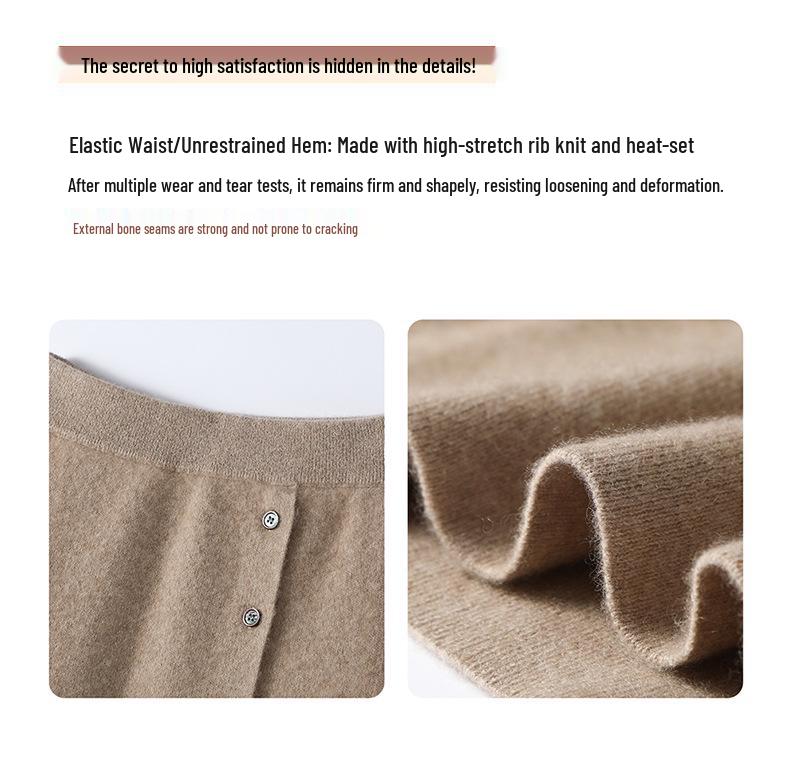 2025 Autumn/Winter Women's Cashmere Sweater & Slimming Knit Midi A-Line Skirt Set