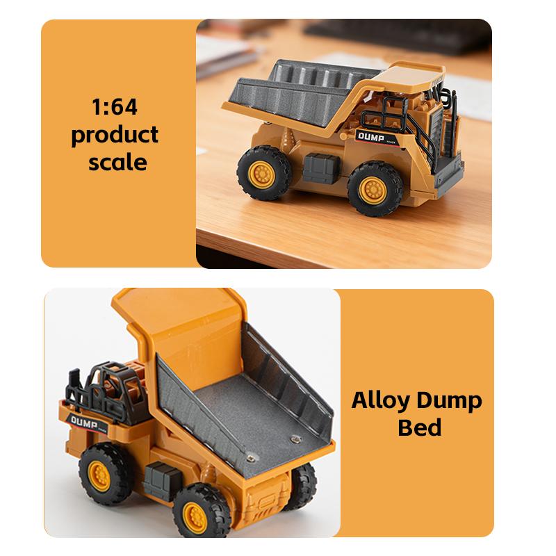 1:64 Alloy Engineering Vehicle 2.4G Mini Remote Control Dump Truck  Desktop Toys One-click Rc Carriage Lift Toys for Children