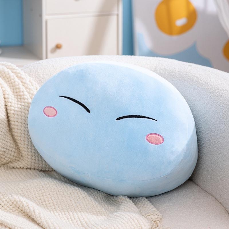 Cute Slime Plush Pillow Soft Squishy Round Expression Cushion Bun Stuffed Toy For Kids And Teens Bedroom Sofa Desk Birthday Gift