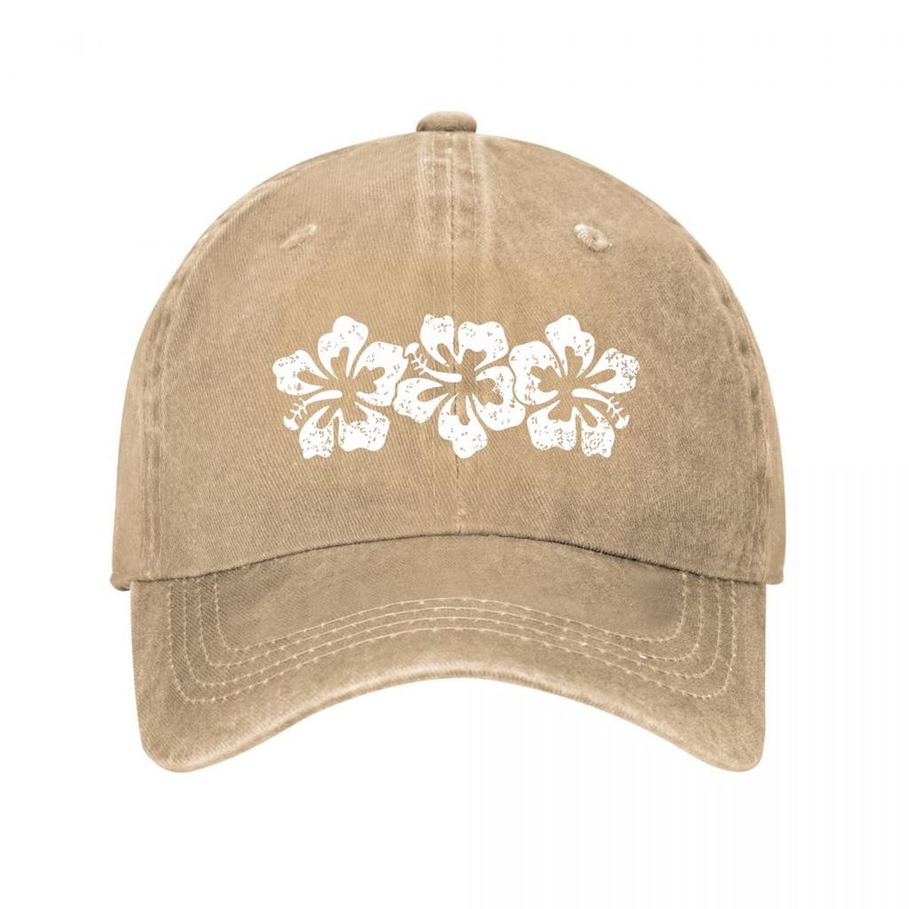 Hawaiian Hibiscus Flower Vinyl Sticker Washed Baseball Cap Outdoor For Womens Unisex FeUnisex