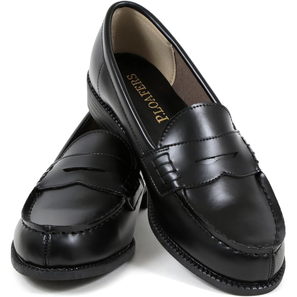 Akiriko Basic Simple Design Antibacterial Odor Resistant Loafers Black Size 26.5cm