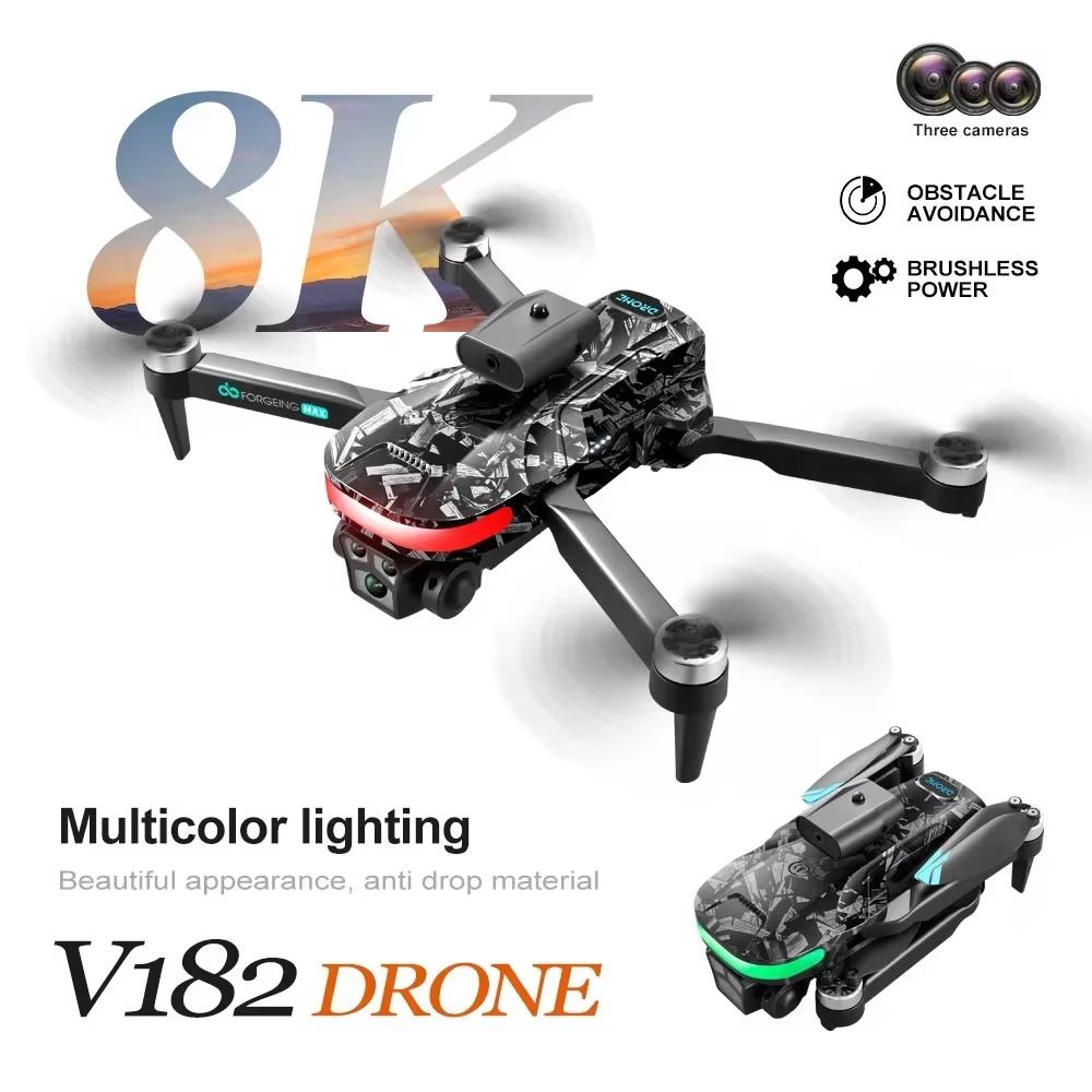 Novo LYZRC UAV V182 Brushless ESC Dual Camera Quadcopter Brushless Aerial Photography Obstacle Avoidance Controle Remoto Brinquedo Posicionamento de Fluxo Óptico