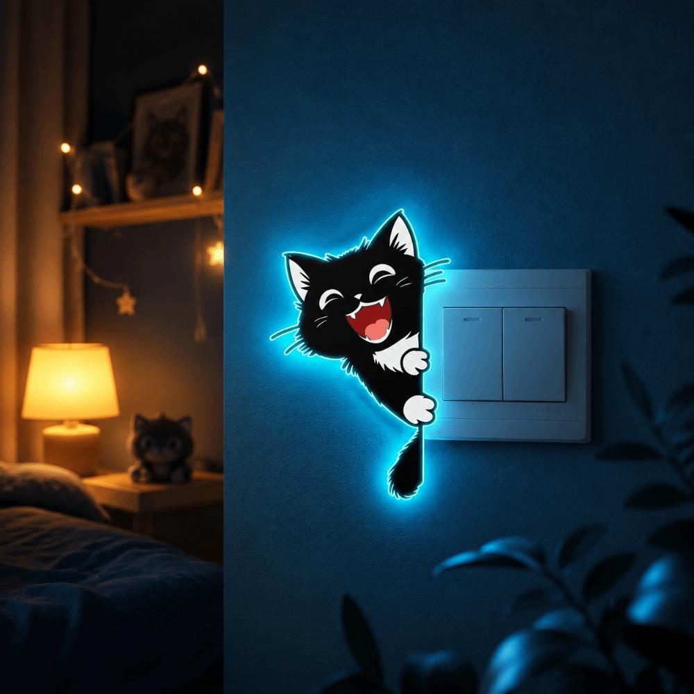 PVC Cat Wall Decals Self-Adhesive Glowing Cat Stickers Cat Luminous Stickers Bedroom