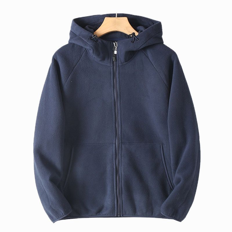 Original Export Surplus Fleece-Lined Thickened Warm Hooded Sweatshirt for Men, Autumn and Winter Sports Casual Fleece Jacket