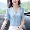 Summer New Doll Neck Loose Top Short Sleeve Bottoming Shirt Mom Summer Flare Sleeve Solid Color Blouse 3XL