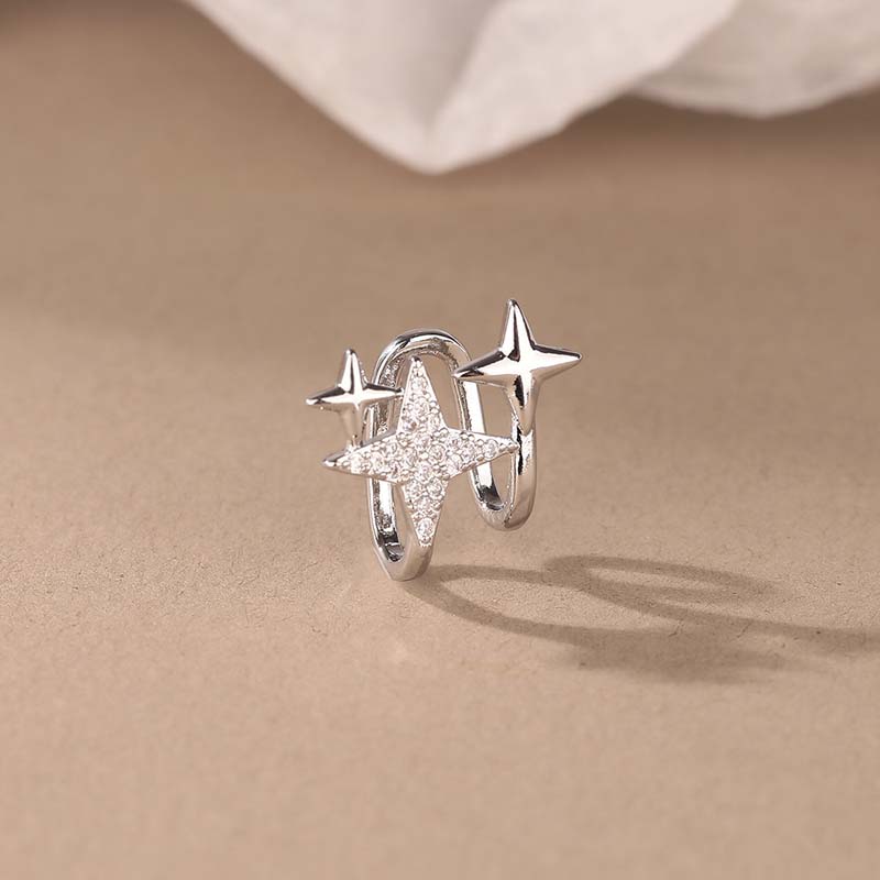 

1 шт. Модный медный цвет Циркон Звезда Клипса для уха для женщин Простой металлический геометрический пирсинг-обманка Кафф для хряща уха Циркон медный