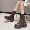 British Round Toe Thick Sole Versatile Retro Boots for Women  New Summer Slimming, Small Stature Taller Short Boots