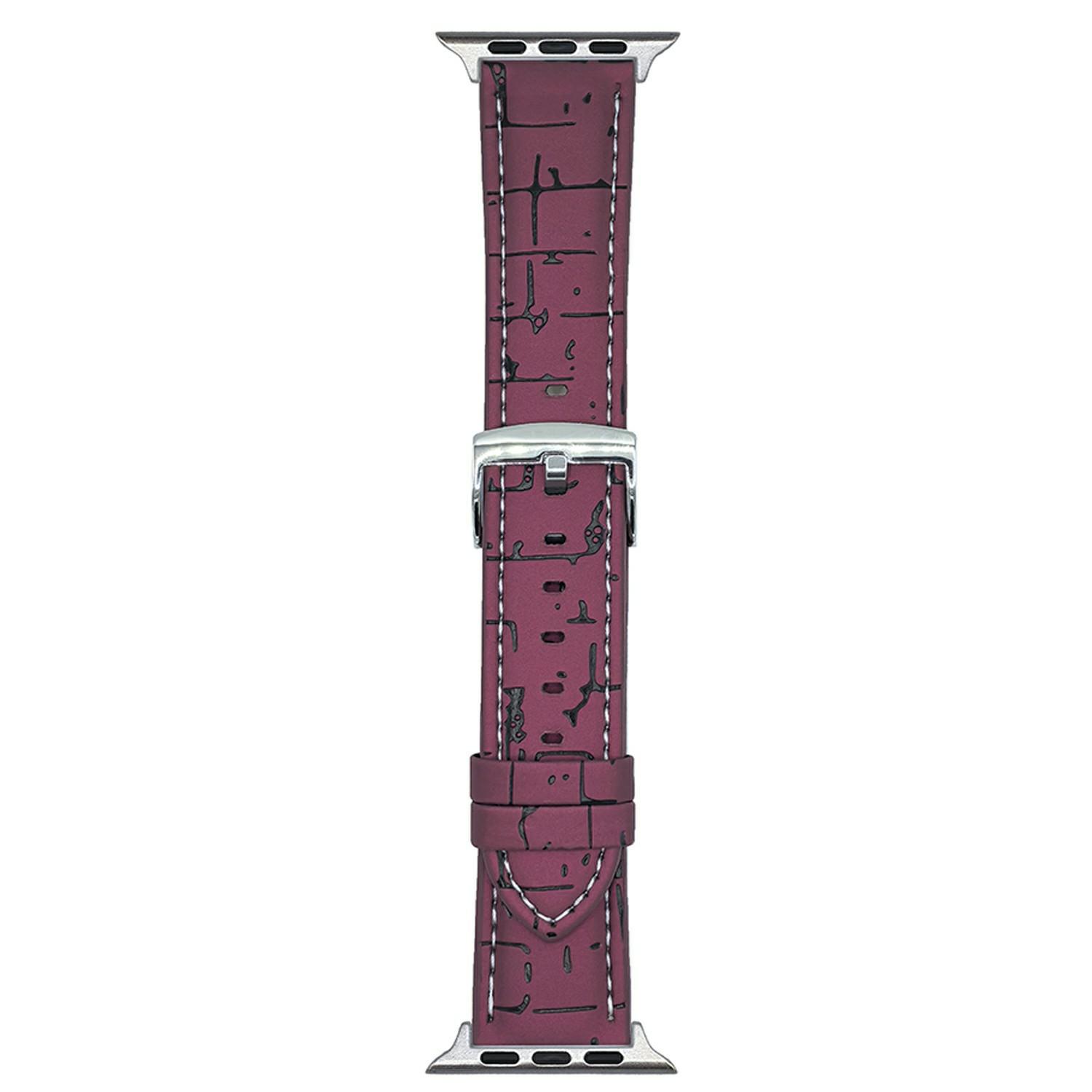 

Leather Wrist Straps with Pattern For Apple Watch Series 10 Ultra 9 8 7 SE 6 5 4 3 2 1 46mm 49mm 45mm 44mm 40mm Watch Bands Wine Red