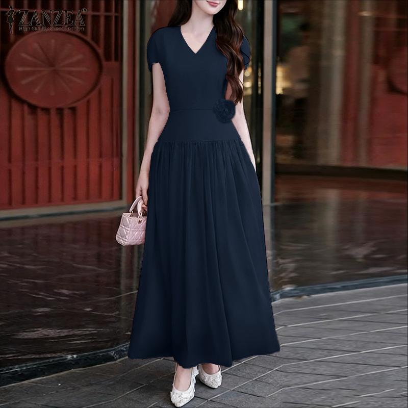 ZANZEA Women CasuaL V-Neck Summer Short Sleeve Dress