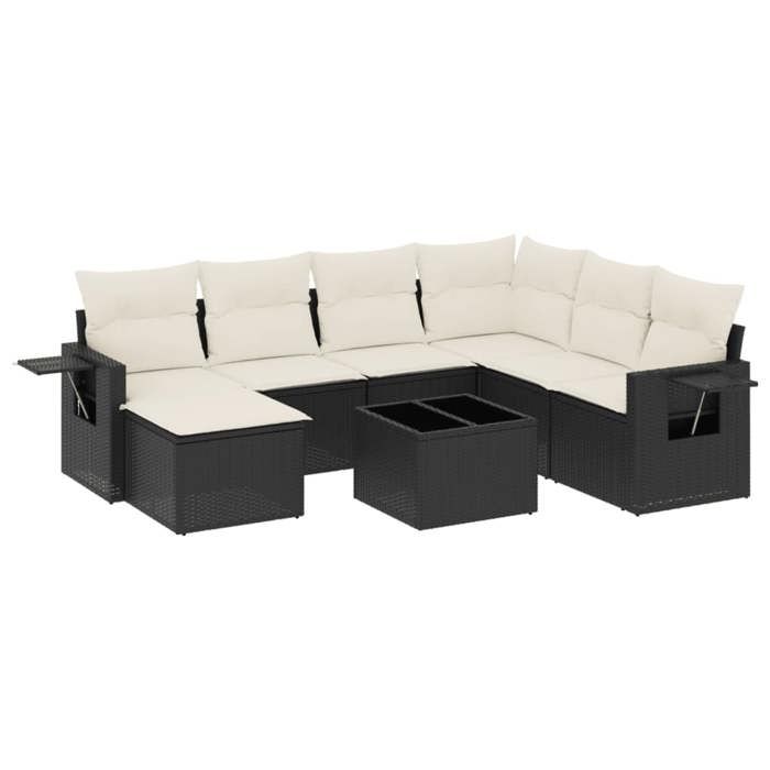 VidaXL Garden Lounge Set with Cushions 8 Pcs, Patio Sofas, Patio Furniture Set, Outdoor Furniture, Black 3220505