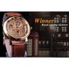WINNER Men's Mechanical Watch Fashion Casual Vintage Roman Belt Cutout Watch Manual Mechanical Watch