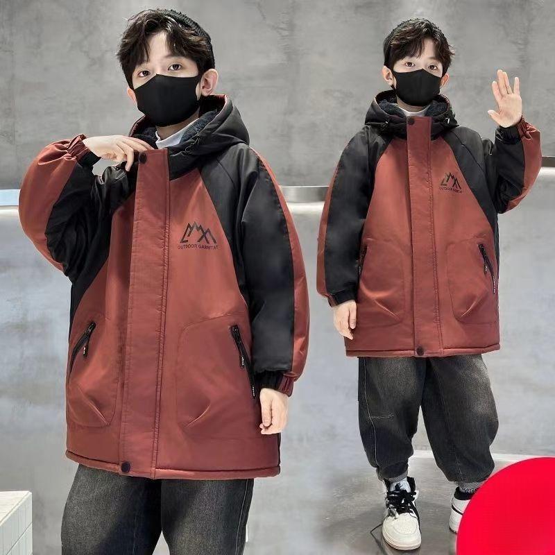 Boys' Fleece-Lined Cotton Jacket, Winter Children's Thickened Outdoor Jacket