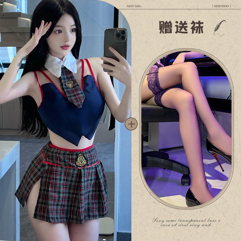 Night listening incense sexy sexy lingerie college style student split uniform seduction student costume cosplay suit