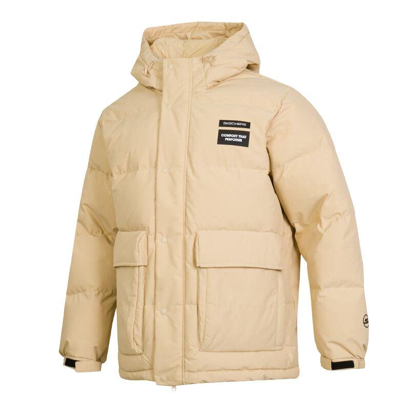 Skechers Windproof Warm Comfortable Solid Color Down Jacket Men Outerwear Camel P424M057-0280 M