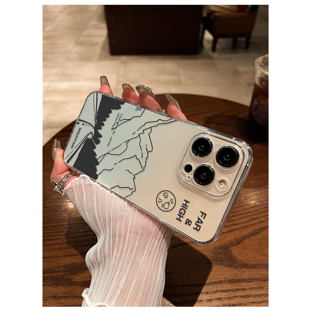 Minimalist Mountain Landscape TPU Phone Case For IPhone 15 14 13 12 11 Pro Max X XR XS 8 7 Plus, Clear Shockproof Protective Cover