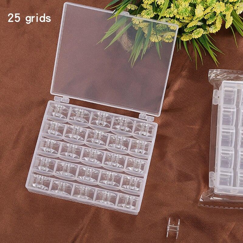 25 pezzi Set di bobine per filo inferiore per macchina da cucire domestica Accessori per cucire Bobine di plastica trasparente con scatola di immagazzinaggio per Brother Janome S