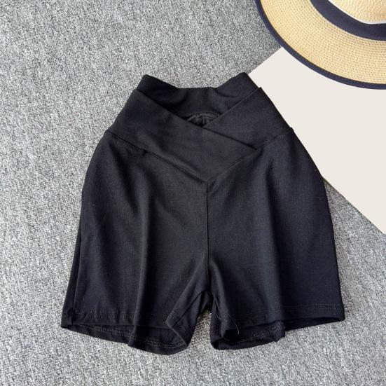 Women Shorts V-Shaped High Waist Design Pure Color Yoga Shorts Elastic Waistband Butt-Covering Summer Short