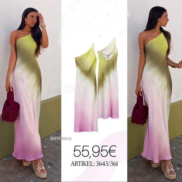 

Spring Asymmetrical Tie-Dye Dress for Women - European & American Style (3608) Small