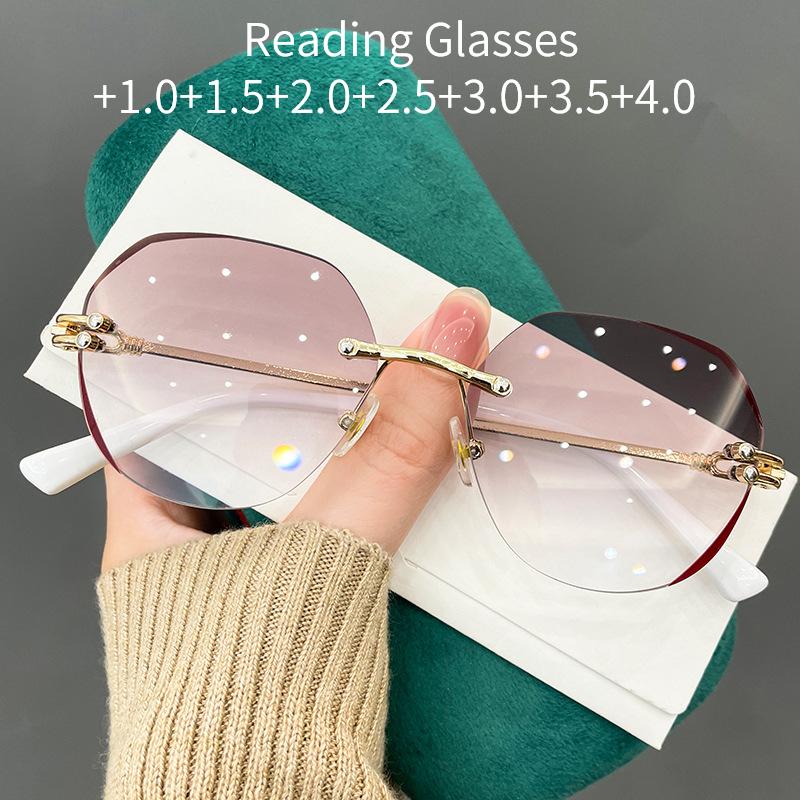 Rimless Glasses Women Retro Anti-blue Light Computer Eyeglasses Transparent Clear Lens Vintage Metal Polygon Spectacle