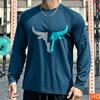Autumn Men's Long sleeved T-shirt OX Head Men's Fitness T-shirt Polyester Elastic Sports T-shirt Breathable Graphic Gym T-shirt top