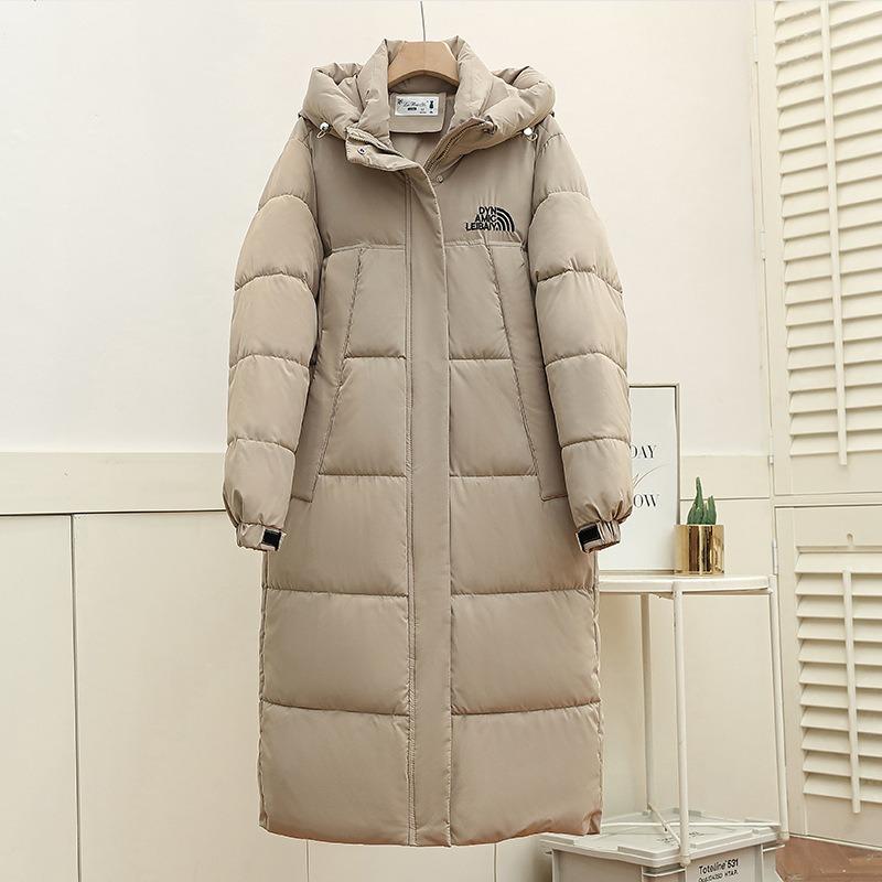 

Пуховая хлопковая одежда, мужская и женская хлопковая одежда с капюшоном длиной до колена, модные теплые куртки, утолщенная хлопковая одежда. 3XL（165-180) хаки