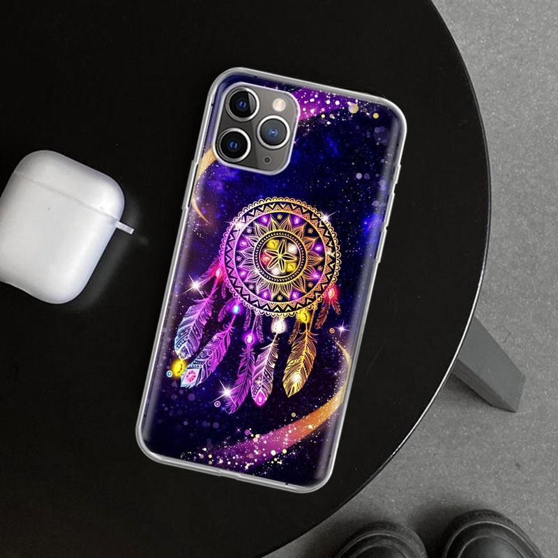 Retro Feather Dreamcatcher Phone Case Cover for iPhone 11 12 13 Mini 14 15 Plus 16 Pro Max 17 Air 7 8 + SE Art Customized Fundas