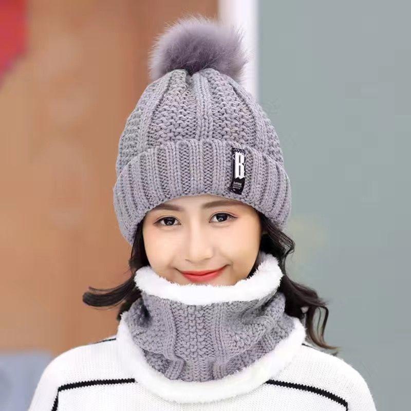 Knitted Women Hat Neck Warmer Winter Scarf Set for Commute Cycling Ski Russian Cossack Caps for Winter