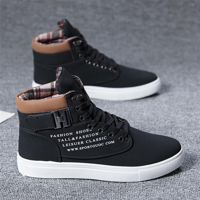 Модные мужские новые плоские легкие нескользящие высокие спортивные повседневные туфли — фото 5