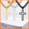 Vnox Men's Hollow Cross Pendant Necklace 50cm, Stainless Steel Pendant 17.5x30mm Black Gold Silver Color Link Chain Jewelry Gift