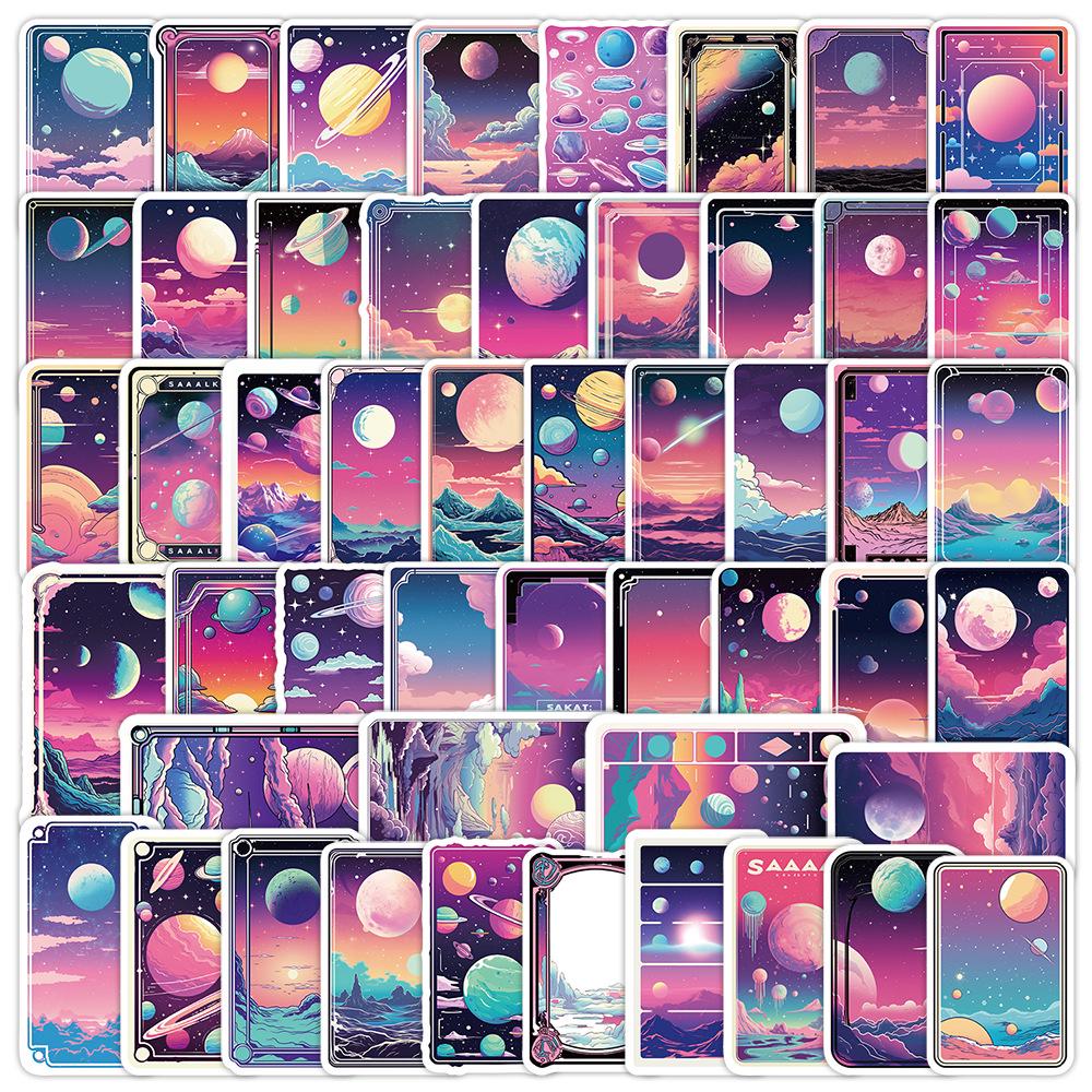 50 Cyberpunk Planet Card Stickers: Waterproof Graffiti Decals for Water Bottles, Computers, and Stationery