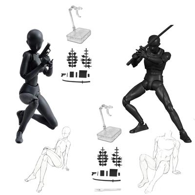 Sketch Doll 30-Jointed Posing Male and Female Models with Base for Cartoon Art Expression Muscle Sketch Model Figure Painting Practice Art Education P