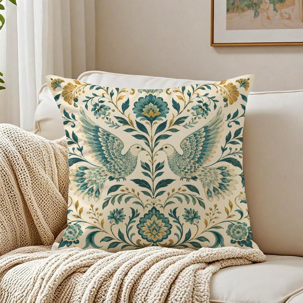 Peace Dove White Bird Cushion Cover Breathable Short Plush Cushion Covers Machine Washable WrinkleResistant Soft Durable