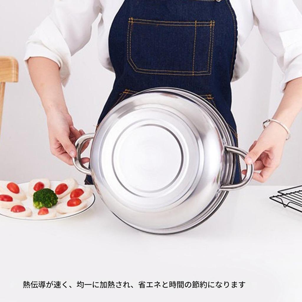 Stainless Steel Double Boiler Steamer with Handles, Soup Steamer Pot for Home Kitchen