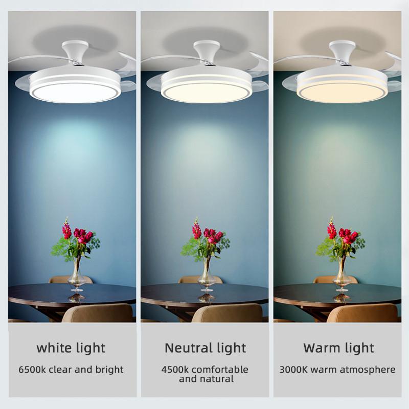 36“42”48“ Modern Smart Ceiling Fan Lamp Household DC Motor Ceiling Fan With Light Foldable LED Air Cooler Lamp