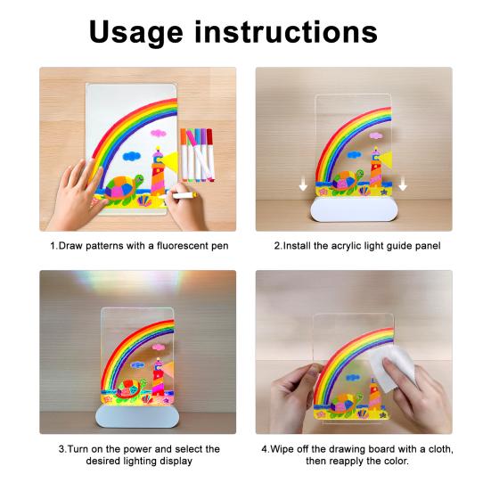 Kids LED Note Board Glow-in-the-Dark Doodle Board with Colorful Lights Reusable Writing Tablet Night Light for Home Decor