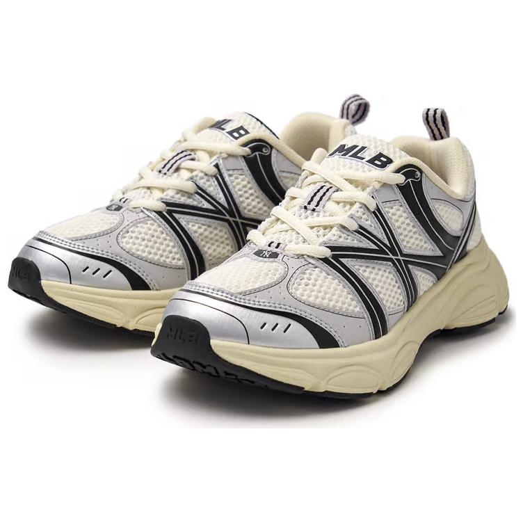 New MLB Chunky Runner Ace Runner Abrasion Resistant Low Top Running Shoes Unisex Beige Black 3ARNAC24N-50SIS