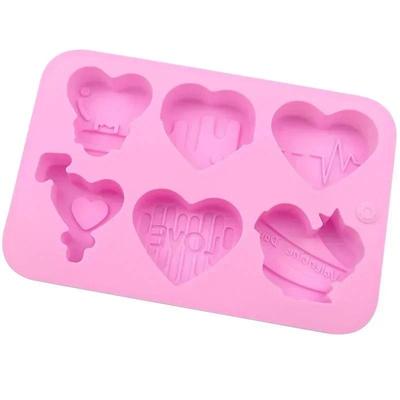 Růžová barva Ručně vyráběné formy Kreativní 6-ti mřížková Multi Love Silikonová forma Romantický Valentýn DIY Formy na čokoládu a bonbóny Příslušenství