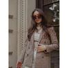 Women Plaid Blazer Autumn Winter Long Sleeve Double Breasted Checked Coat Formal Jacket Suit Lady Outerwear