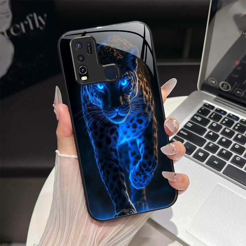 

For Vivo Y30/Vivo Y50 Phone Case Trendy Fantasy Design Tempered Glass Hard Bumper For Vivo 1938 1935 Full Protection Back Covers Vivo Y50(Vivo 1935)