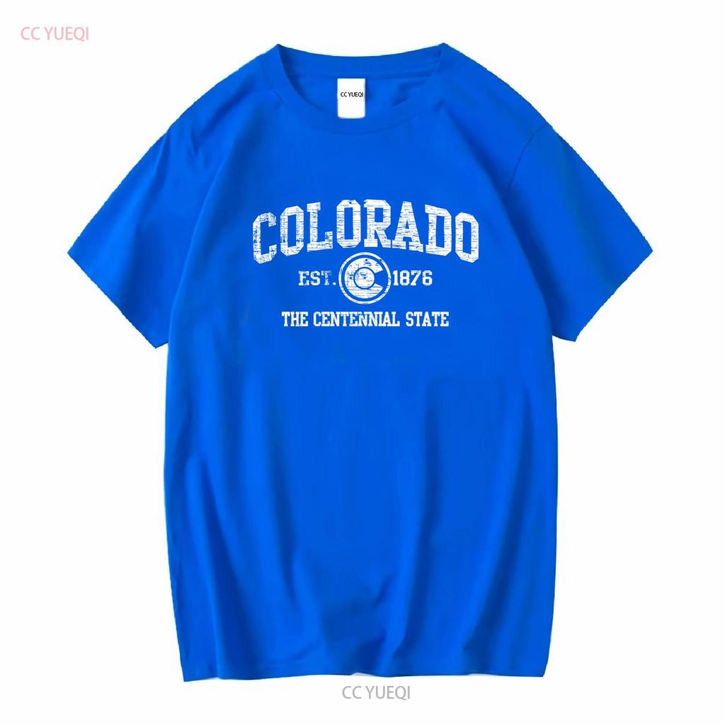 Colorado Flag Vacation Souvenir Mountains Womens or Mens Crewneck T Shirt Long Short Sleeves Vintage Washed Breathable Casual