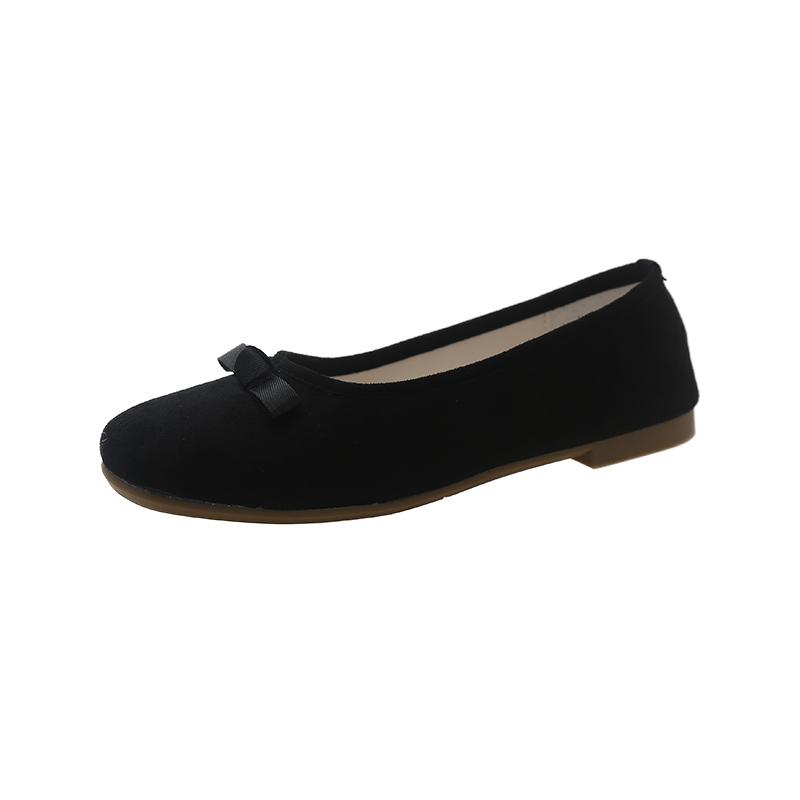 Fashion Elegant Bowknot Ballerina Women Flats Round Toe Comfort Slip-On Ladies Loafers Suede Single Mules Shoes for Woman Mary Janes