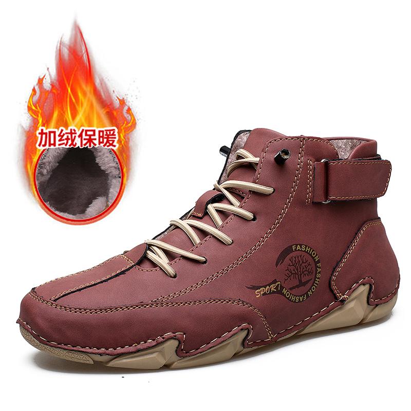 Autumn Winter Handmade Split Leather Boots Men Shoes Comfortable Ankle Boots For Men Casual Shoes Moccasins Men Boots