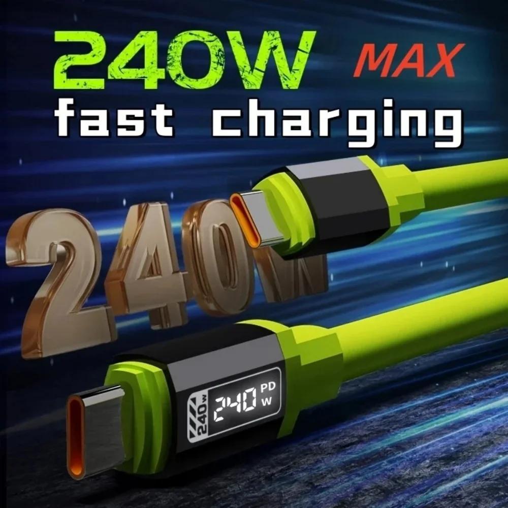 240W Universal USB C To Type C Fast Charging Cable 0.3m/1m/1.5m/2m USB PD Data Cord For iPhone 15 16 17 Android Samsung Xiaomi